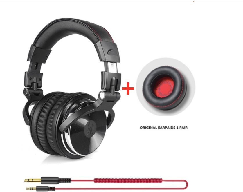 Professional Studio Headphones with Microphone - 50mm Drivers & 3.5mm/6.3mm Connectivity