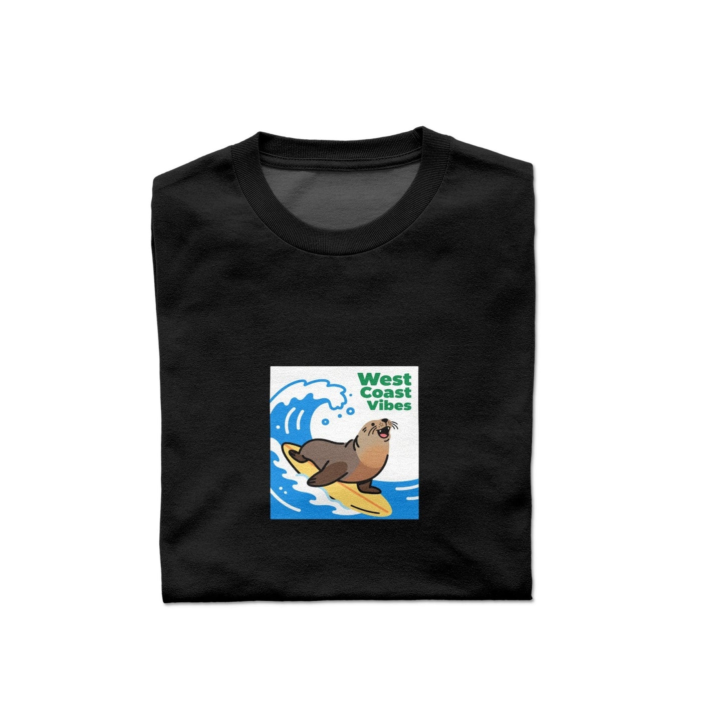 T-shirt en pur coton imprimé West Coast Seal pour homme – Col rond décontracté, légèrement élastique, idéal pour l'été, tissu tricoté, coupe classique pour adulte, chemise pour couple
