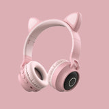 Wireless Cat Ear Headphones with LED Lights - Bluetooth 5.0 Gaming Headset for Kids
