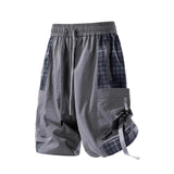 Plaid Stitching Casual Shorts Men's Loose Cargo Shorts