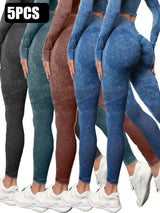 5-Pack Premium High-Waisted Active Yoga Leggings - Seamless Performance Wear