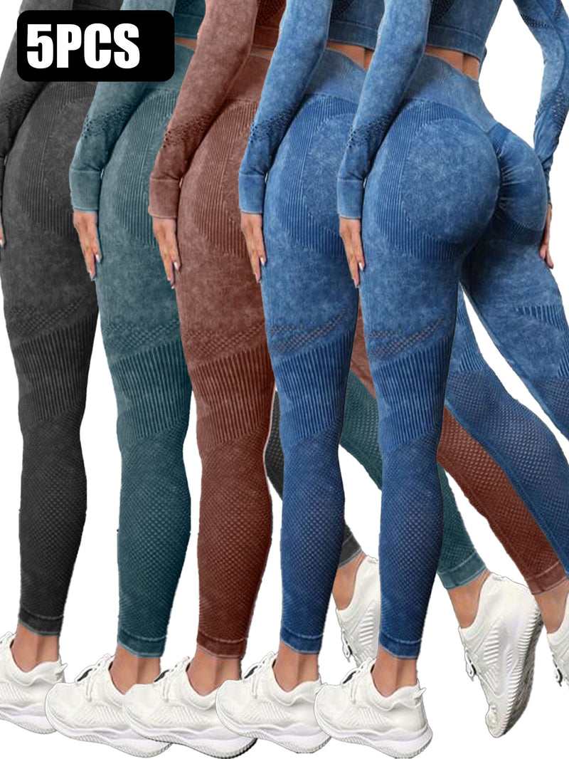 5-Pack Premium High-Waisted Active Yoga Leggings - Seamless Performance Wear