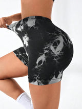 3-Pack Tie Dye Active Wear Shorts - Premium High-Waisted Contour Gym & Yoga Shorts
