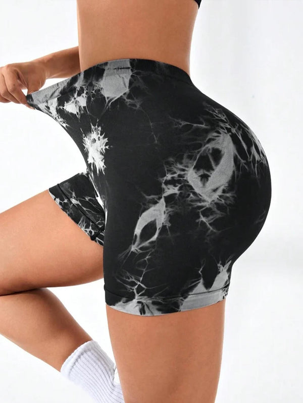 3-Pack Tie Dye Active Wear Shorts - Premium High-Waisted Contour Gym & Yoga Shorts