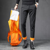 Executive Thermal Business Trousers - Anti-Wrinkle Fleece-Lined Dress Pants