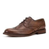 Premium Carved Men's Leather Derby Shoes - Vintage Style Oxford Dress Shoes