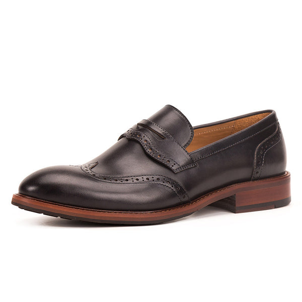 Premium Handcrafted Men's Business Casual Loafers - Carved Leather Dress Shoes