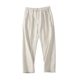 Stylish Cotton Pleated Straight Casual Pants - Comfortable Loose Long Trousers
