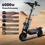 High-Performance 6000W Electric Scooter with Seat - 50MPH Speed & 50 Mile Range