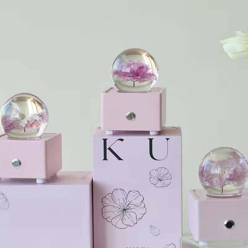 Enchanting Cherry Blossom Crystal Ball Bluetooth Speaker - Premium K9 Crystal Audio Device