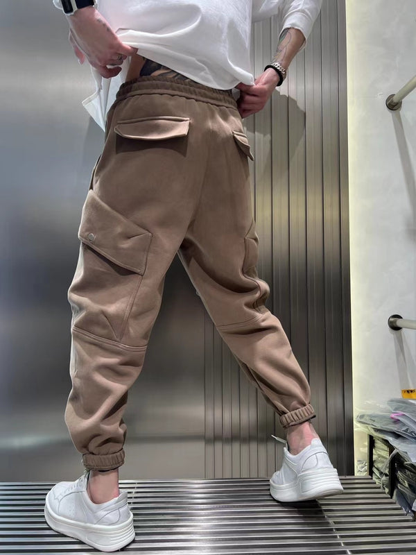 Tactical Fleece-Lined Cargo Pants for Men - Multi-Pocket Winter Trousers