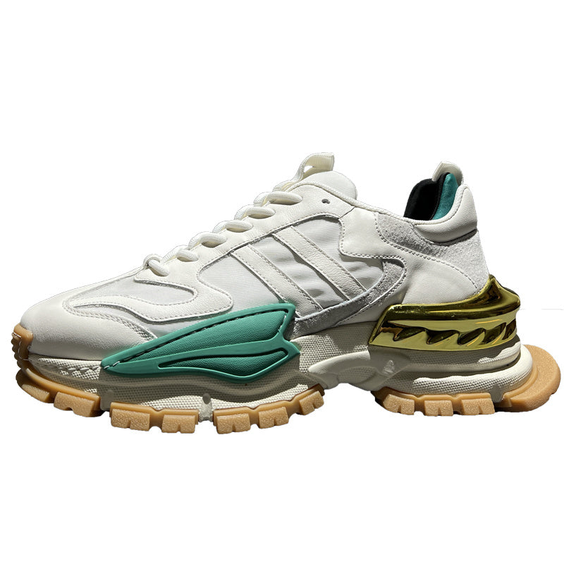 Elevated Style Men's Height-Increasing Leather Sneakers - White Thick Sole Casual Shoes