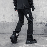 Rebellious Skull Crossbones Distressed Denim - Men's Statement Jeans