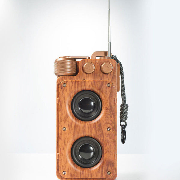 Premium Wood Grain Bluetooth Speaker - Wireless Dual Audio with Card Slot