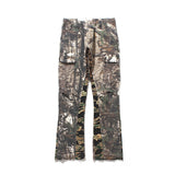 Military-Inspired Leaf Camo Flared Overalls - Men's Tactical Workwear