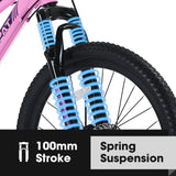 S24103  24 Inch Mountain Bike For Teenagers Girls Women, Shimano 21 Speeds With Dual Disc Brakes And 100mm Front Suspension, White-Pink