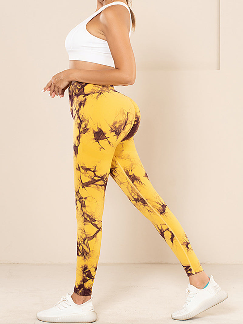 Premium 5-Piece Tie-Dye Yoga Leggings Set - High-Performance Fitness Collection