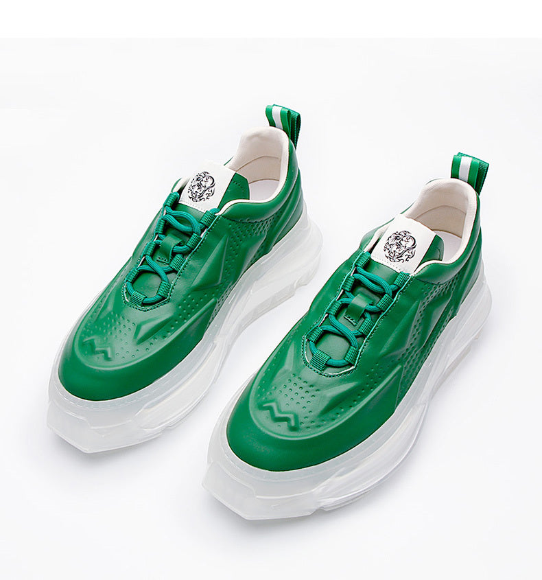 Premium Leather Sports Casual Shoes - Breathable Lace-Up Men's Footwear