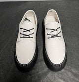Premium Men's Leather Casual Sneakers - Breathable Cowhide Lace-Up Shoes