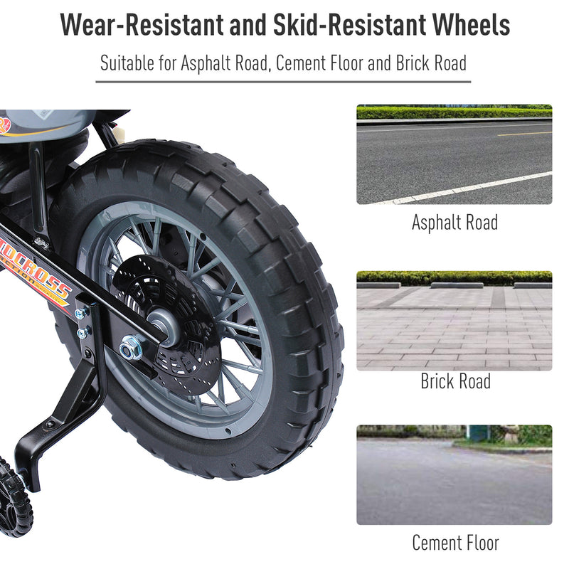 Electric Kids Motorcycle - 6V Battery Powered Ride-On Bike with Training Wheels