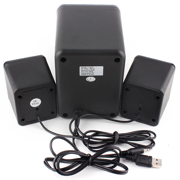 Illuminated USB Computer Speaker - 2.1 Channel Mini Desktop Audio System with Colorful LED Lights