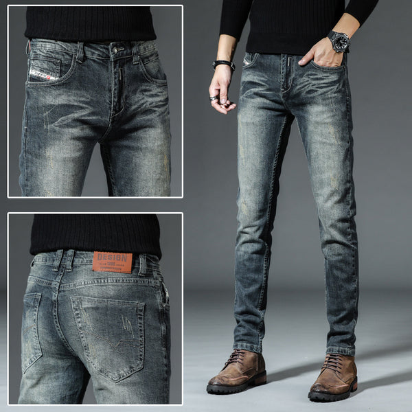 Casual Retro Jeans Men's Slim Straight Tube Autumn And Winter