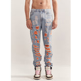 Blue Destruction Beggar Style Jeans