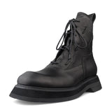 Men's Leather Boots Mid Top Platform Shoes Trend