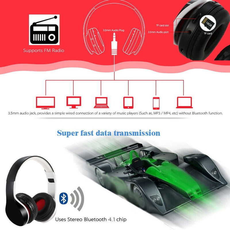 Professional Wireless Bluetooth Headphones - Premium Sports Foldable Design with Microphone