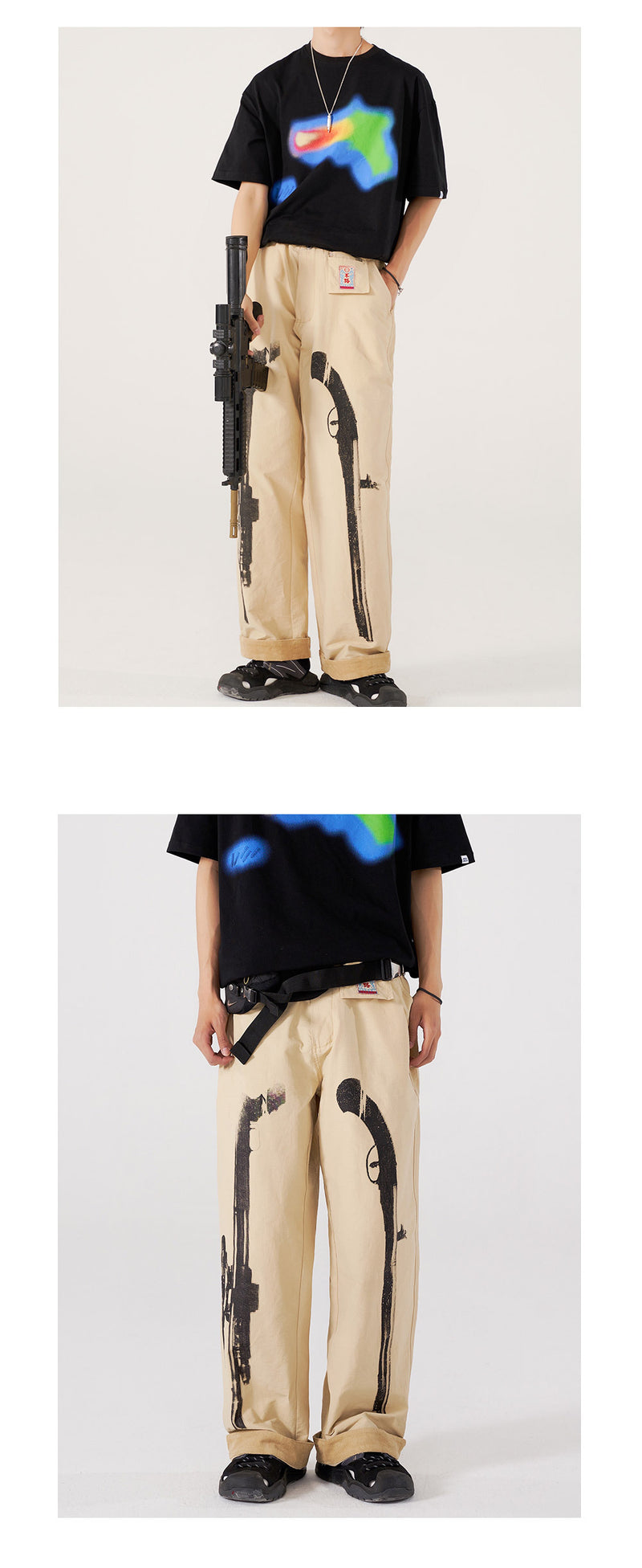 Relaxed-Fit Japanese Cargo Trousers - Men's Urban Streetwear