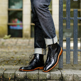 Genuine Cowhide Martin Boots - Men's High-Top Leather Footwear with Breathable Design