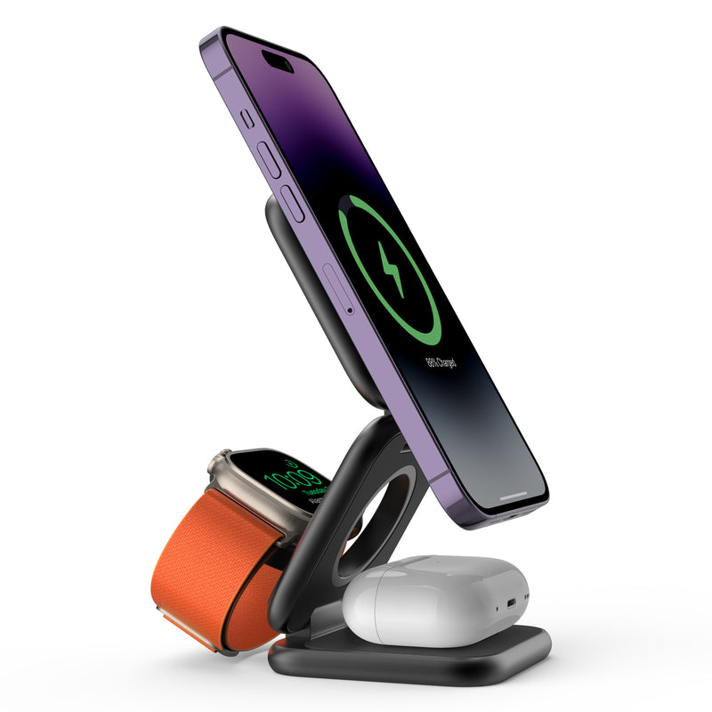 3-in-1 Magnetic Wireless Charging Station - Universal Fast Charger for Phone, Watch & Headset