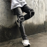 Tactical Black Cargo Jeans - Multi-Pocket Denim with Zipper Details for Men