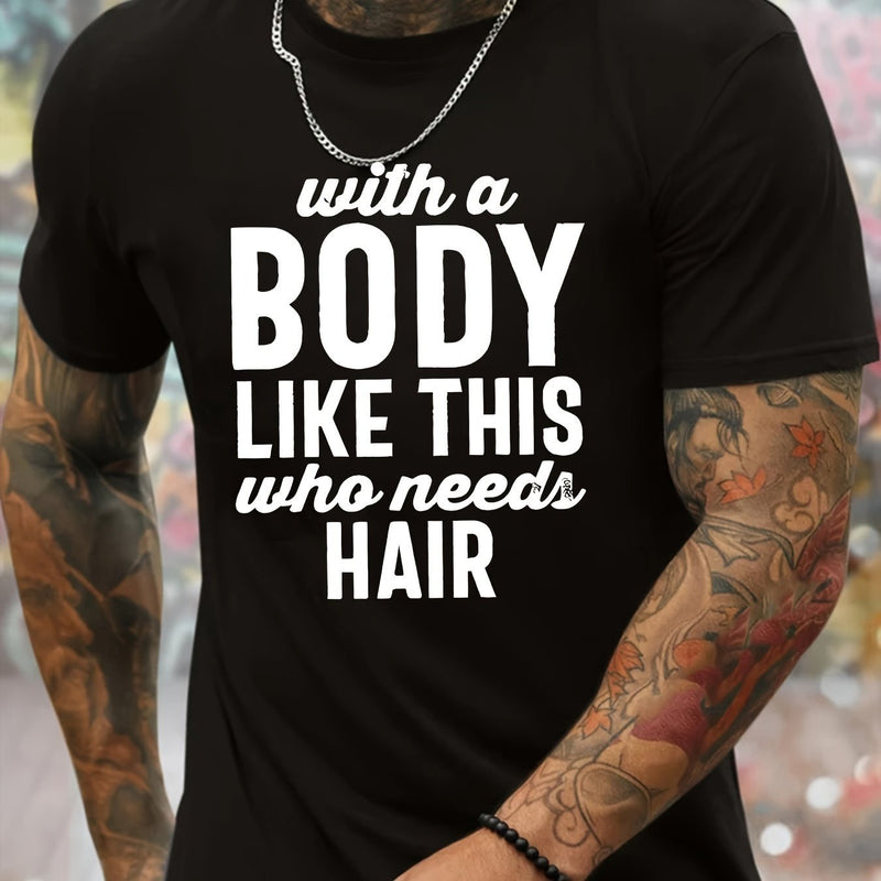 There Is Such A Body Men's Printed T-shirt, Casual Quick Drying Breathable T-shirt, Running Training Short Sleeved T-shirt