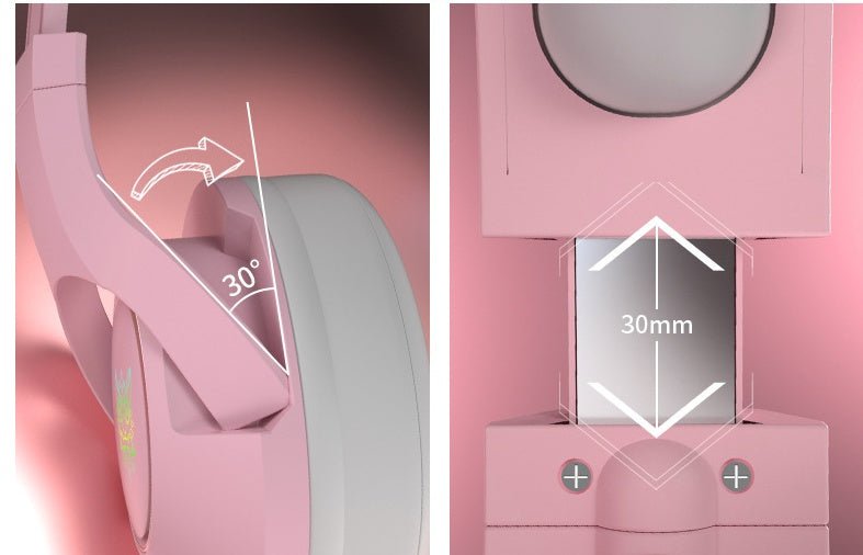 Kawaii Pink ECG Gaming Earphones - Stylish Wired Headset for Girl Gamers