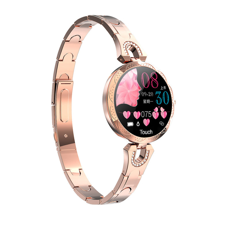 Elegant Rose Gold Smart Watch - Waterproof Fitness Tracker with Heart Rate Monitor for Active Women