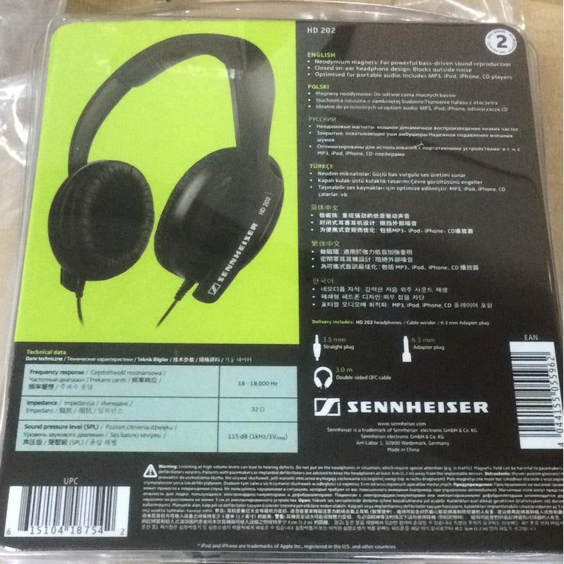 Professional HD202II Stereo Headphones - Wired Computer Gaming Headset with 40mm Drivers