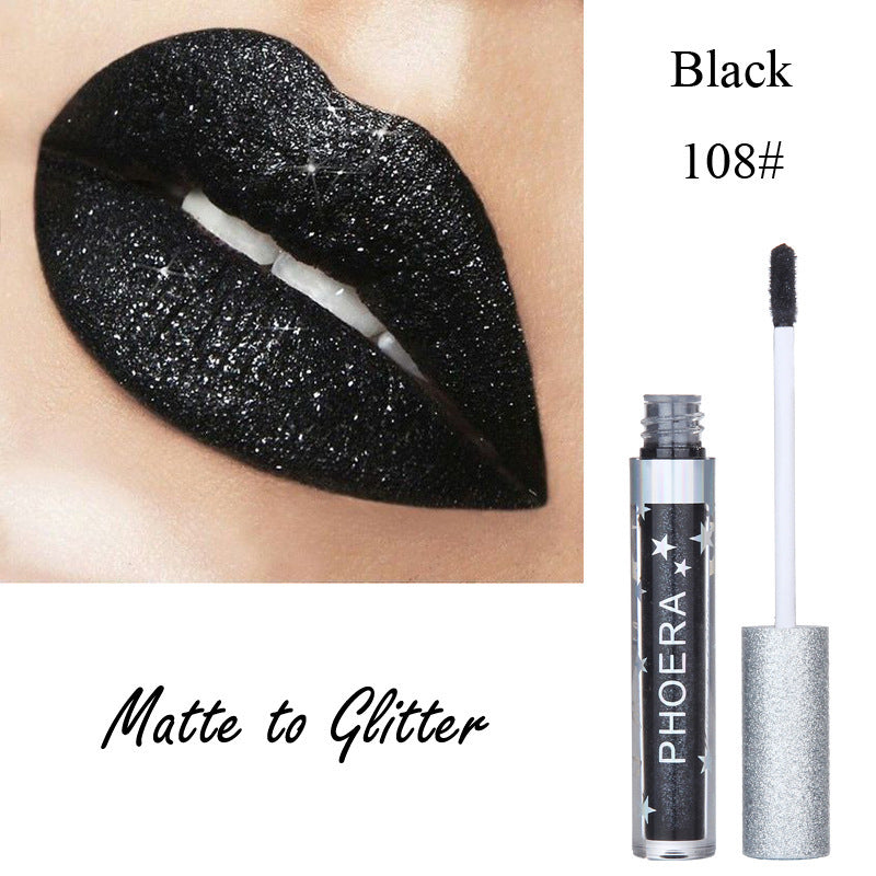 Rouge à lèvres liquide hydratant couleur bonbon, imperméable et pailleté, maquillage longue tenue
