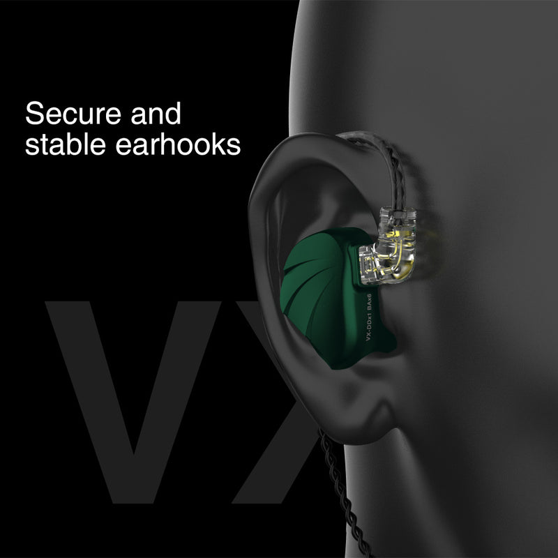 TRN VX Professional Hybrid In-Ear Earphones - 6BA+1DD Drivers with Detachable Cable