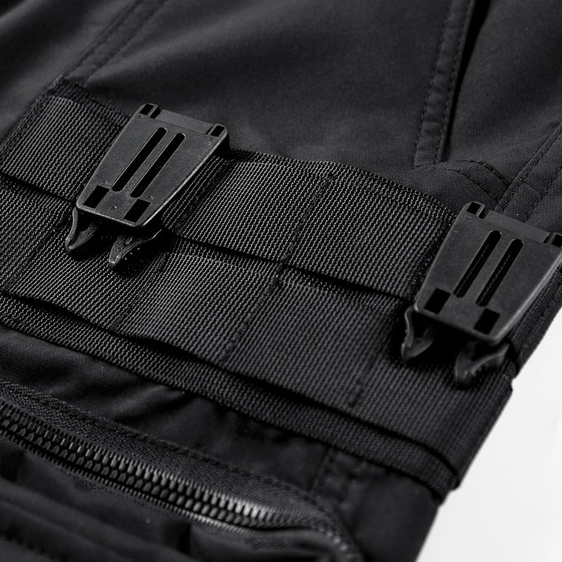 Men's Multi-Pocket Cargo Shorts - Fashion Minimalist Style Black Polyester