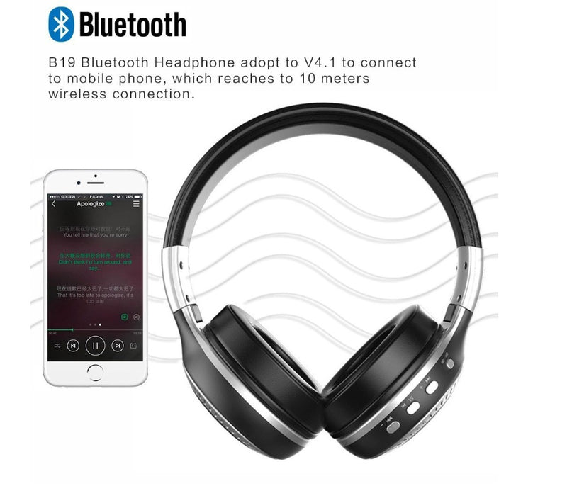 Advanced Bluetooth Wireless Headset - High-Fidelity Stereo Sound with FM Radio & TF Card Support
