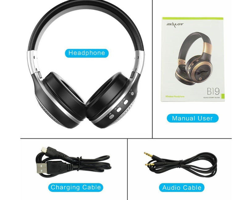 Advanced Bluetooth Wireless Headset - High-Fidelity Stereo Sound with FM Radio & TF Card Support