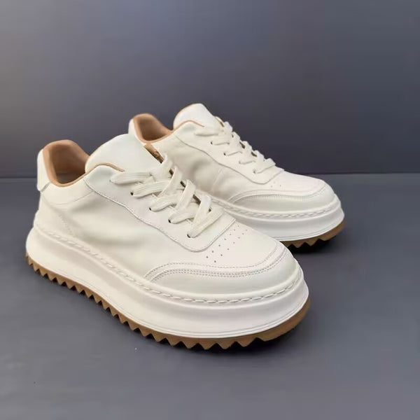 Premium Retro Leather Casual Sneakers - Classic White Board Shoes