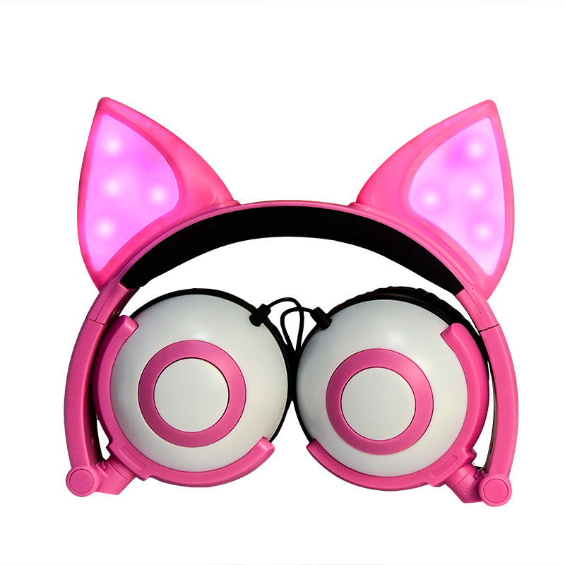 Wireless LED Cat Ear Gaming Headphones - Bluetooth Flashing Light Headset