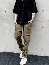 Versatile Cotton Canvas Cargo Overalls - Men's Straight-Leg Workwear