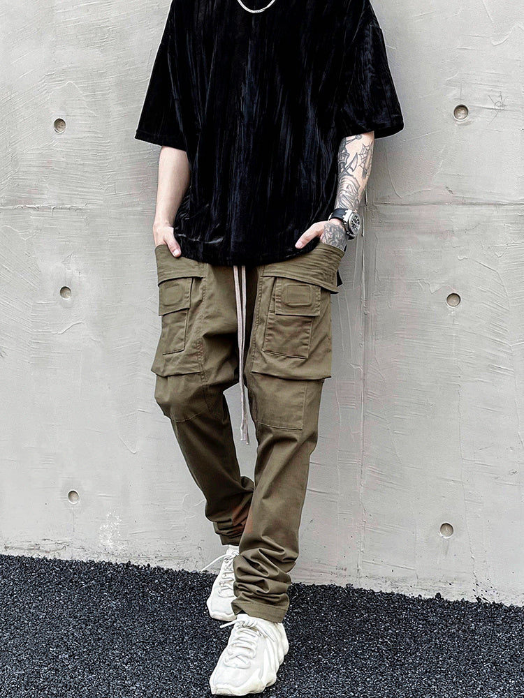 Versatile Cotton Canvas Cargo Overalls - Men's Straight-Leg Workwear
