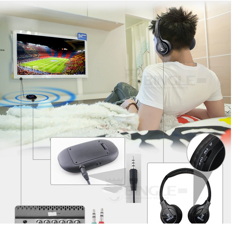 Bingle B616 Wireless FM Radio Headphones - Premium Over-Ear Headset for TV, Computer & Elderly Users