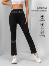 Premium Sharkskin Texture High-Waisted Flare Leggings - 4-Piece Sculpting Set