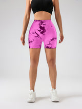 3-Pack Tie Dye Active Wear Shorts - Premium High-Waisted Contour Gym & Yoga Shorts
