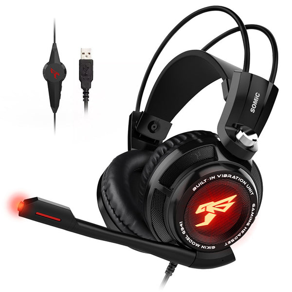 Professional Gaming Headset with Microphone - USB Wired Over-Ear Headphones
